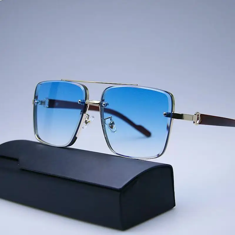 Designer Sunglasses - Fashion Retro Square Metal Sunglasses Oversized