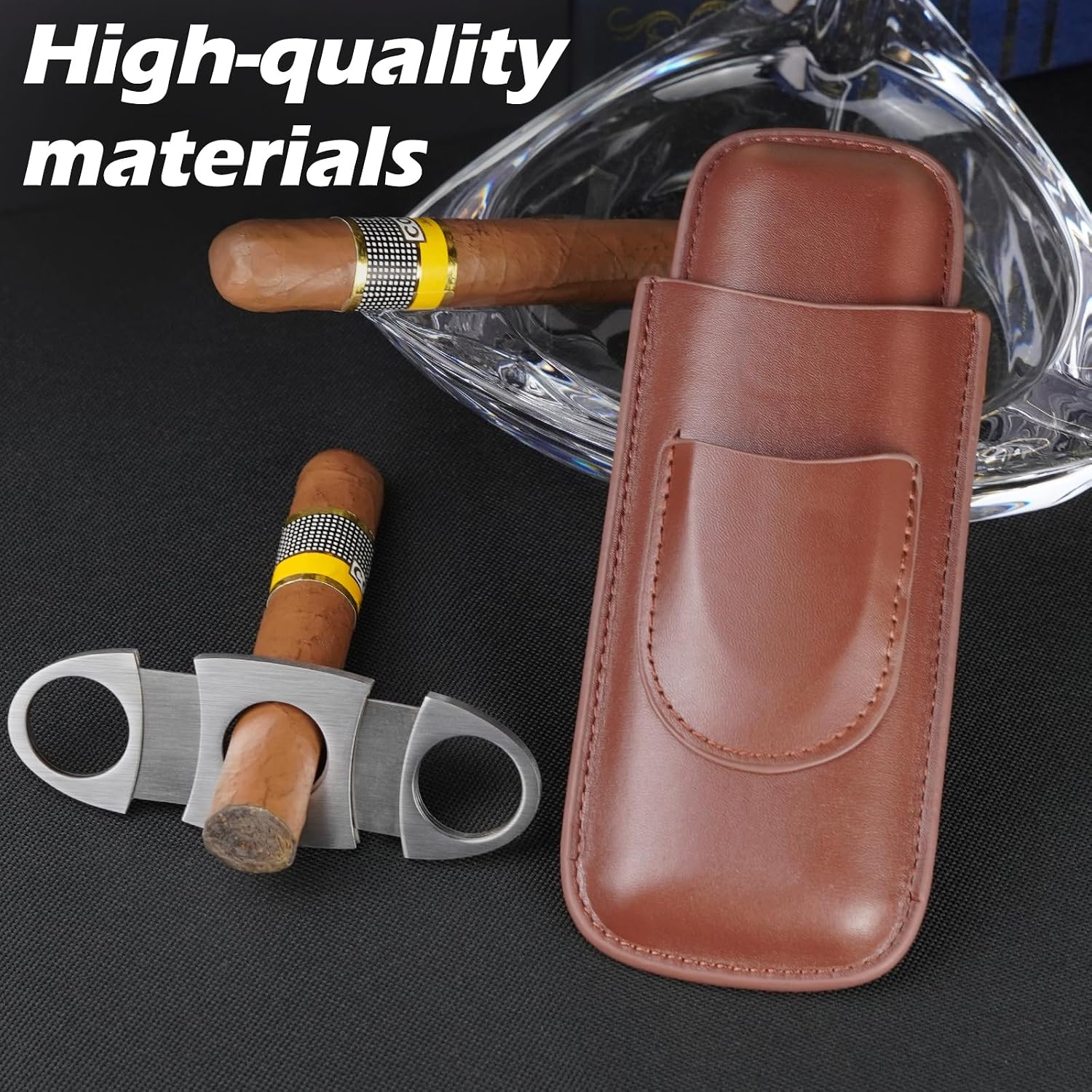 Portable 2-Finger Leather Ciga - огляд і ціна Premium Cigar Case