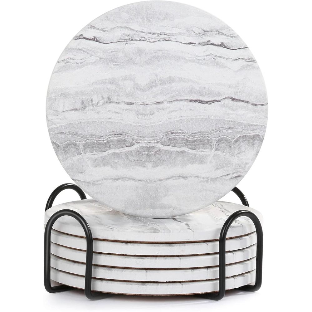 6-Piece Absorbent Coaster Set, - огляд і ціна Marble Coaster Set