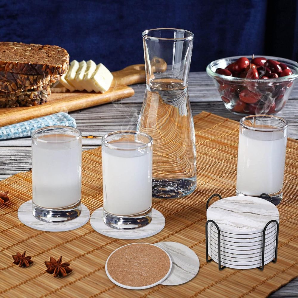 6-Piece Absorbent Coaster Set, - огляд і ціна Marble Coaster Set