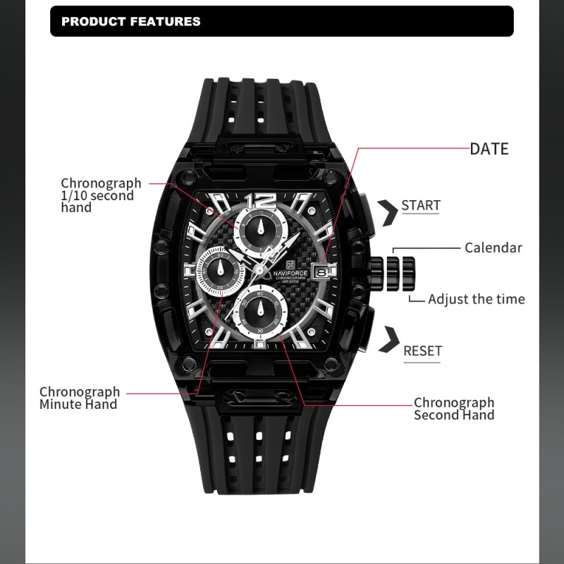 NAVIFORCE Man's Watch 5ATM Wat - огляд і ціна Luxury Watch Men