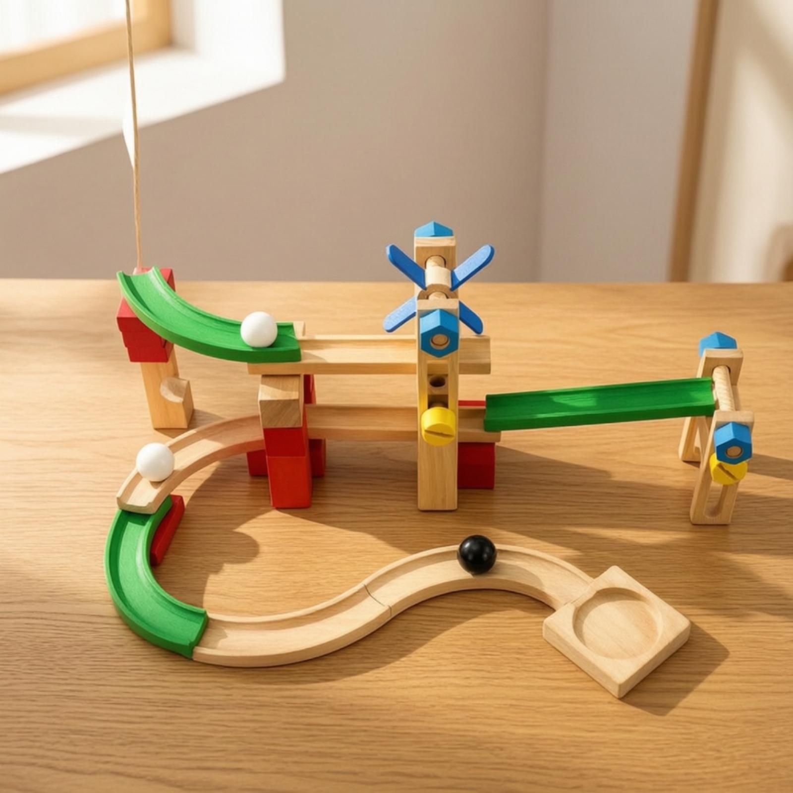 Wooden Marble Run Track for Ki - огляд і ціна Marble Coaster Set