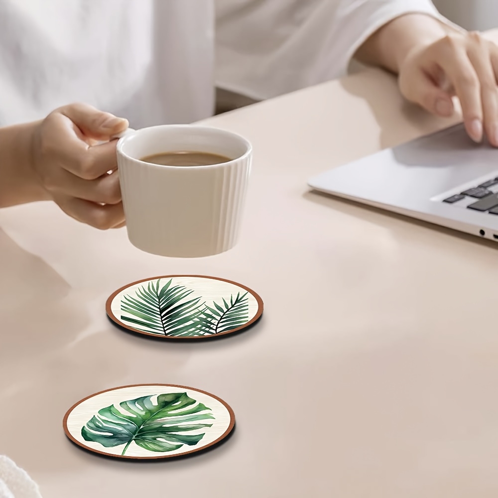 5pcs Tropical Plant Leaf-Patte - огляд і ціна Marble Coaster Set