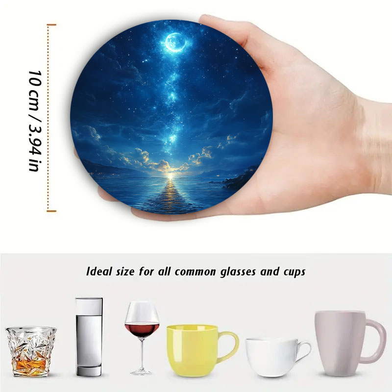 4-Piece Set of Colorful Starry - огляд і ціна Marble Coaster Set