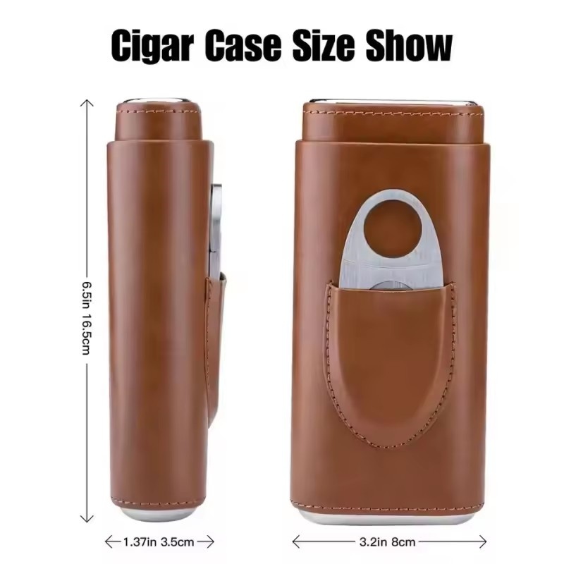 Leather Cigar Case 3 Finger Po - огляд і ціна Premium Cigar Case